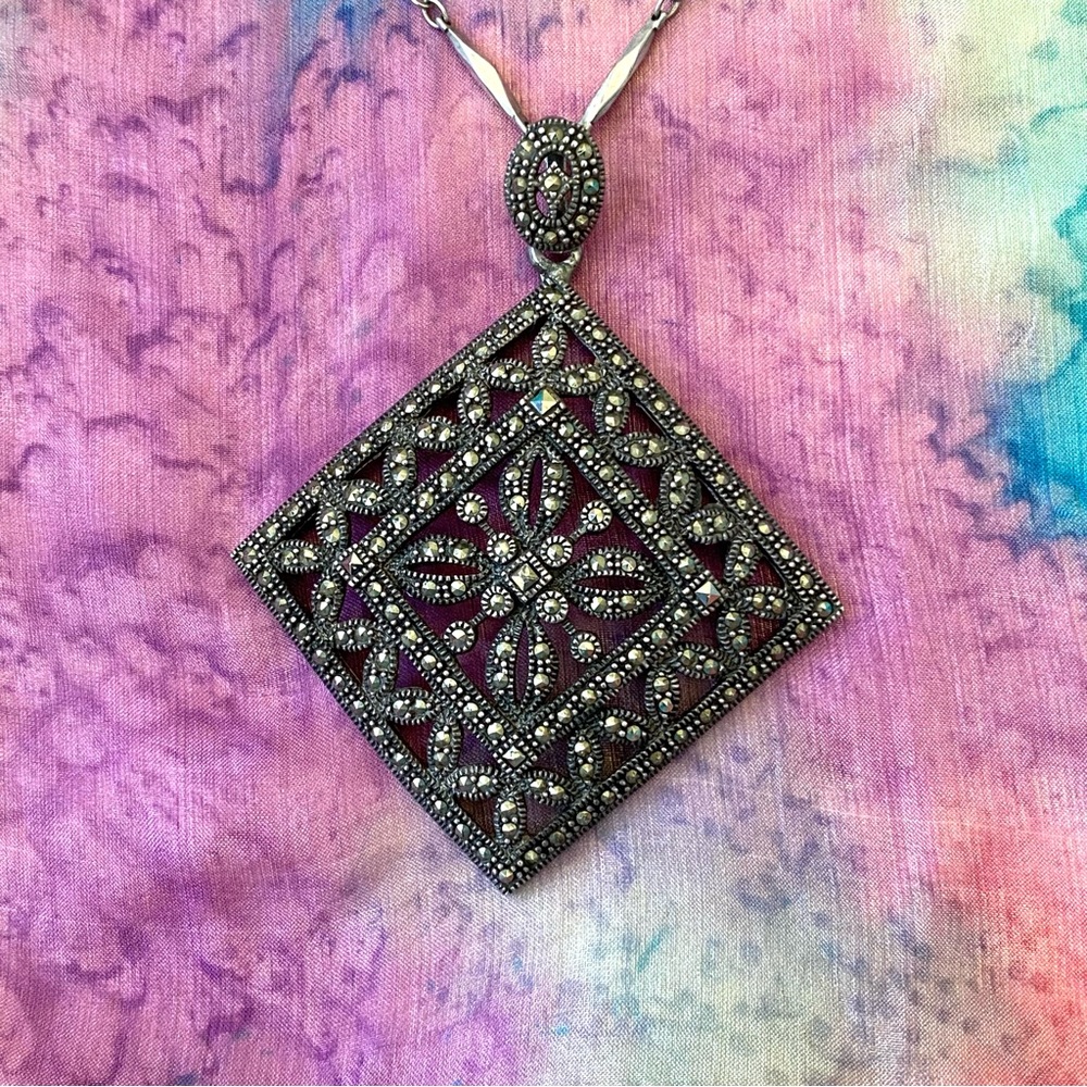 Stunning Sterling Marcasite Pendant